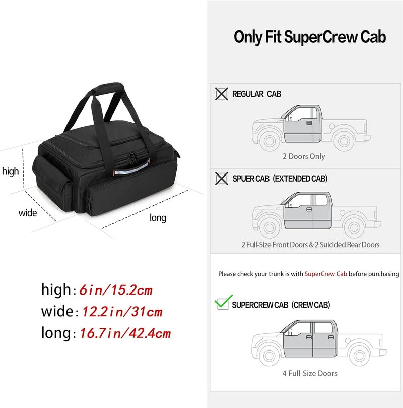 samdew Under Seat Storage Bag, Truck Organizer Backseat for SuperCrew & Crew Cab, Rear Seat Storage Case for Trucks Compatible with F150, Underseat Tool Box with Multiple Pockets, Bag Only - Image 2
